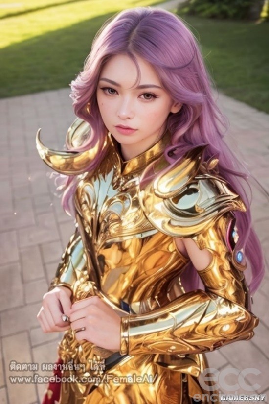 AI绘制性转黄金圣斗士 神圣加成的铠甲正妹